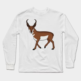 Pronghorn antelope cartoon illustration Long Sleeve T-Shirt